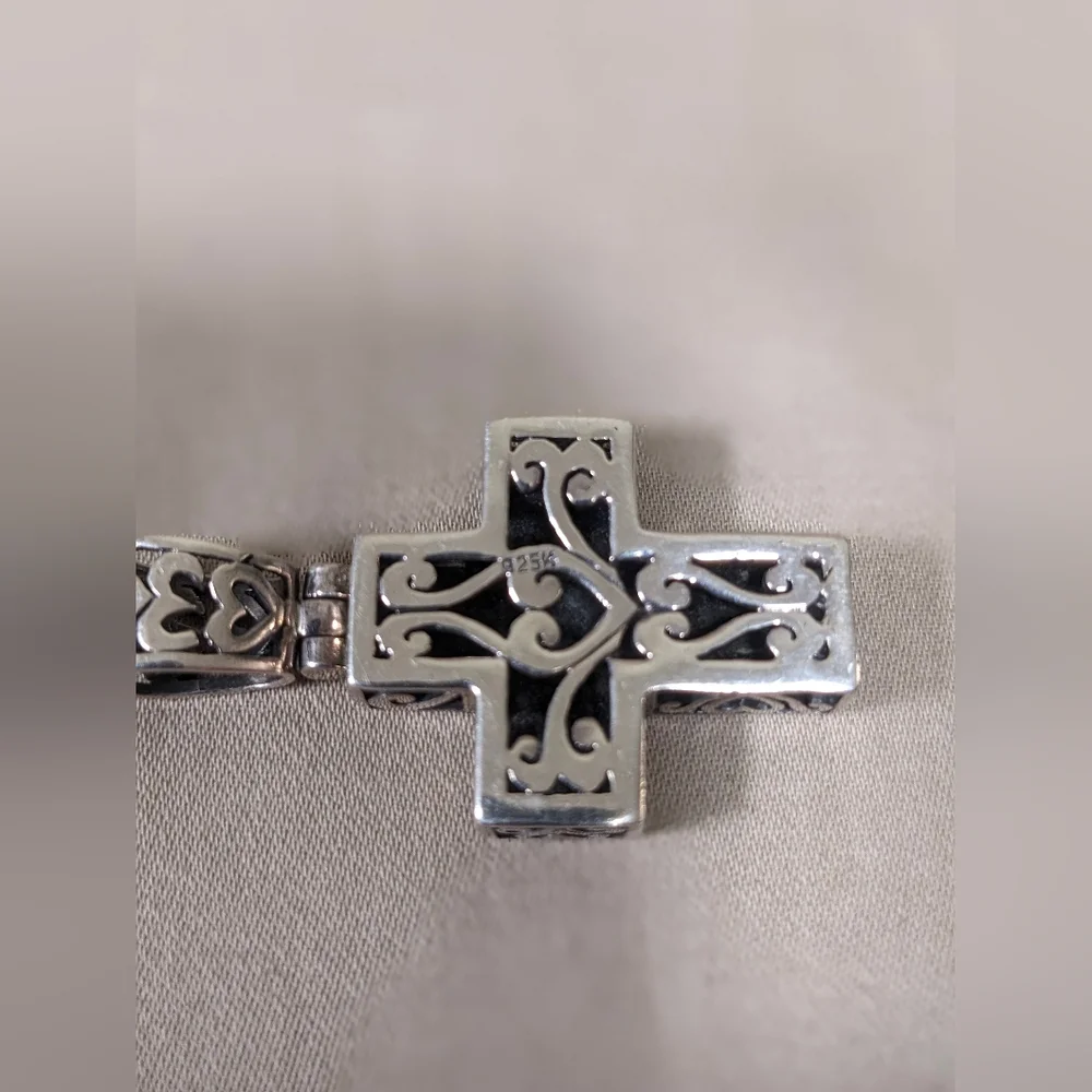 Vintage Sterling Silver Christian Cross Reversible Two-sided Open Work Design